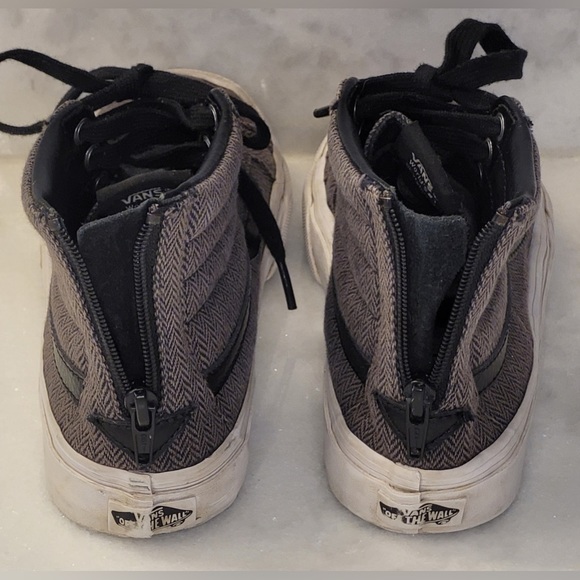 Vans SK8 Hi Gray and Black Herringbone Sneakers - Women's 7.5 /Men's 6 - Picture 6 of 10
